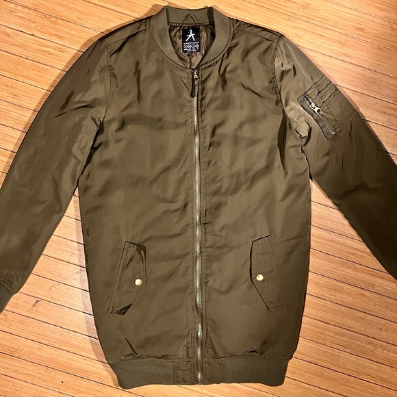 Atmosphere quilted tunic length full zip army green windbreaker utility jacket - Picture 1 of 14
